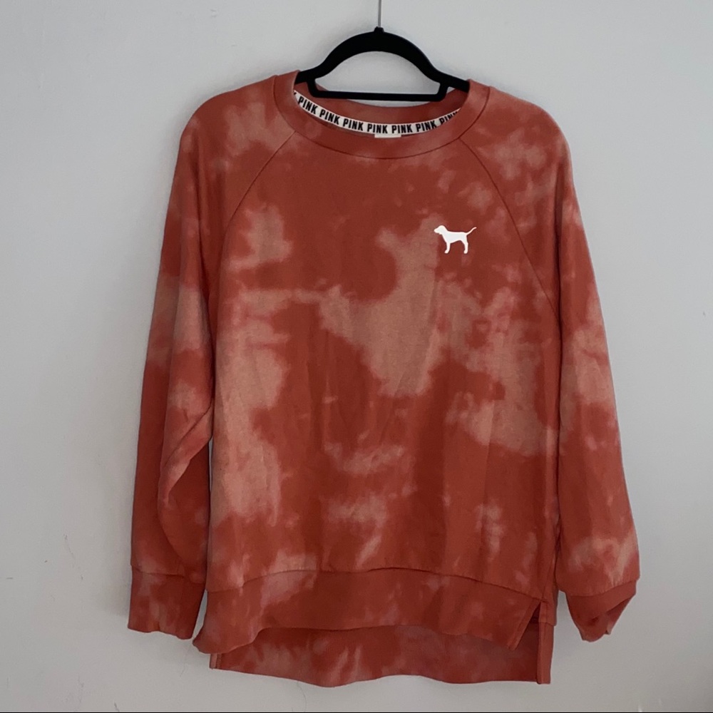 Tie dyed coral pink VS pink crew neck